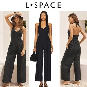 L*Space Alena Black Jumpsuit Wide-Leg Sleeveless sz S 150$